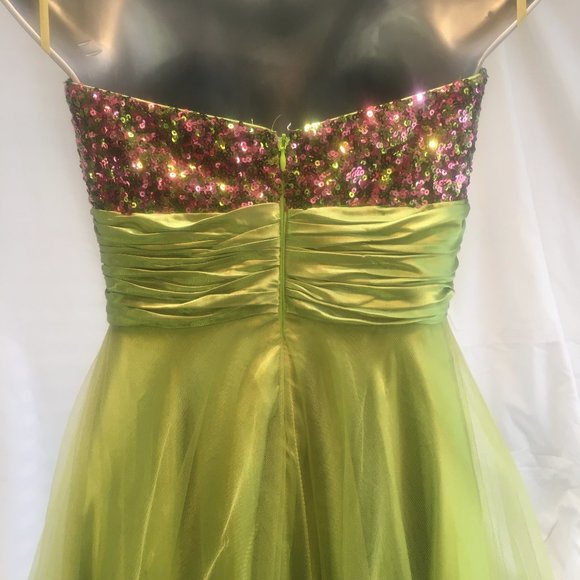 Tulle Sequin BALL GOWN PROM GRAD DRESS Dancing Queen Green Pink Sz XS Fairy - Picture 10 of 16